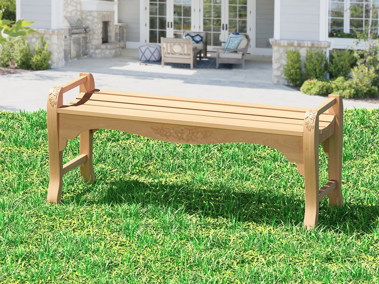 shop Teak Backless Rose Carved 4 Bench By Classic Teak