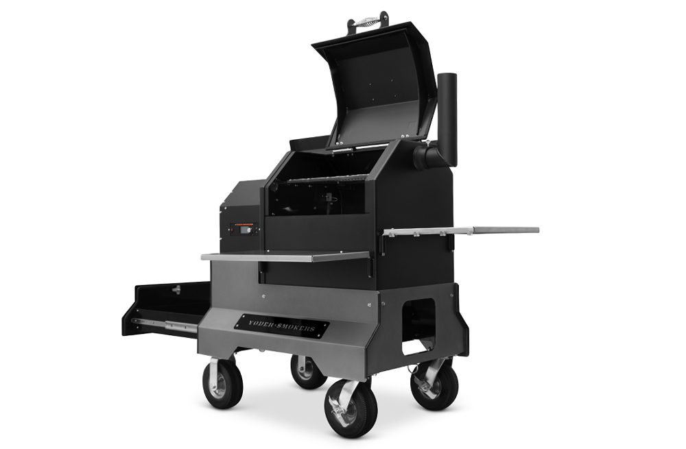 YS480S Competition Pellet Grill with Stainless Steel Shelves and Drawers by Yoder Smokers