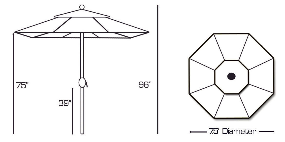 7.5 F Deluxe Market Umbrella by Galtech