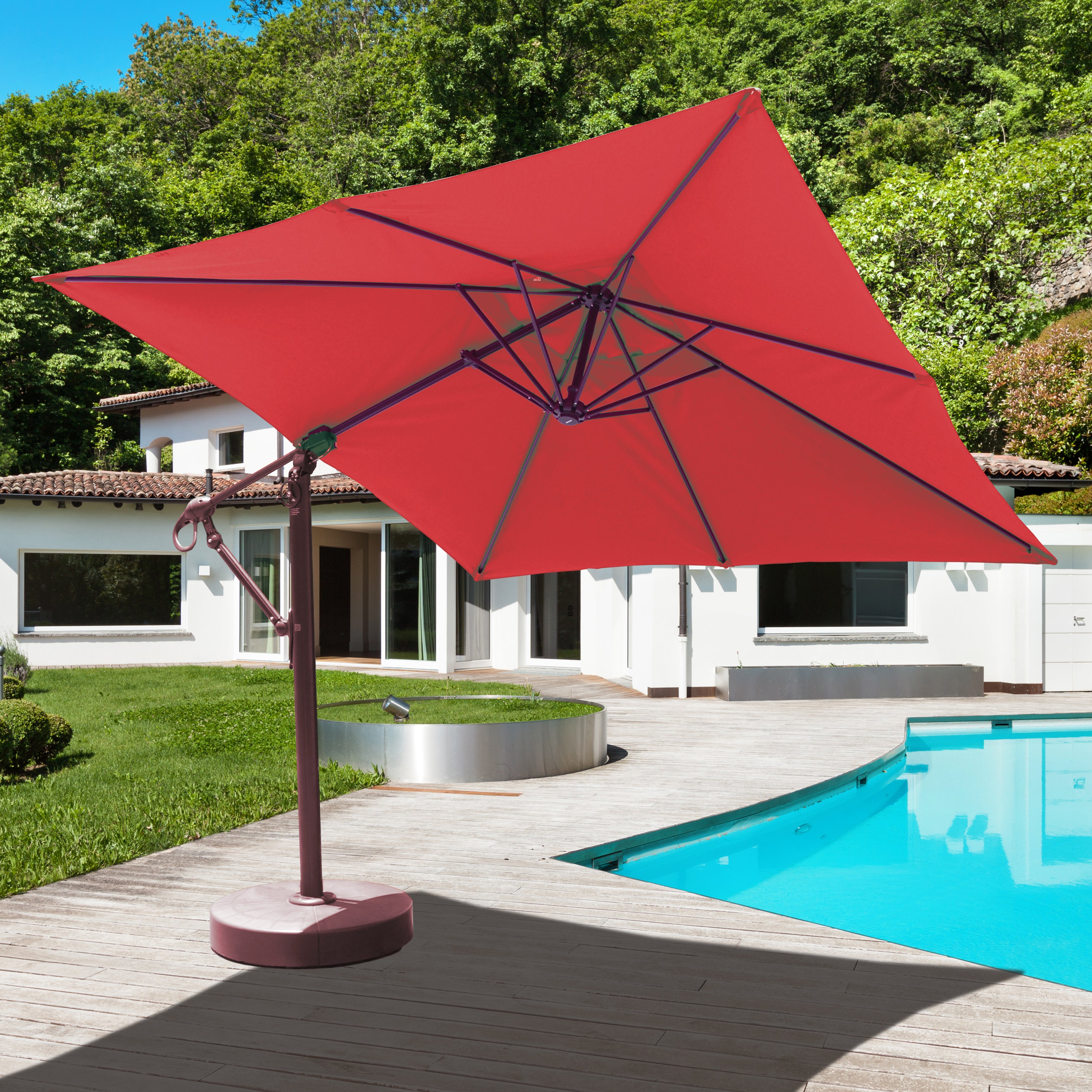 10'x10’ Square Cantilever Umbrella With Base by Galtech