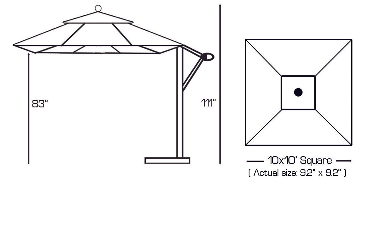 10'x10’ Square Cantilever Umbrella With Base by Galtech