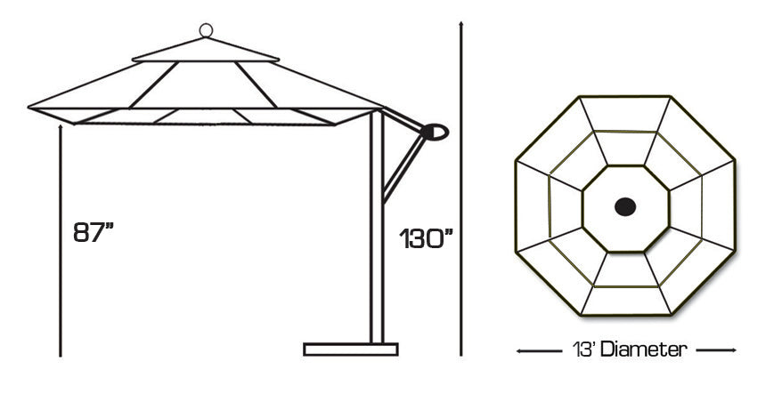 13F Octagonal Cantilever Umbrella With Base by Galtech