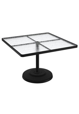 Acrylic 42" Square KD Pedestal Dining Umbrella Table