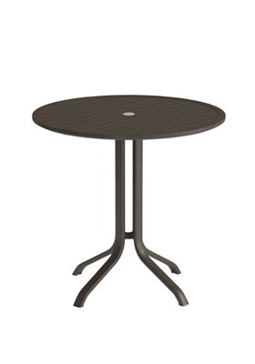 Aluminum Slat 36" Round KD Pedestal Bar Table with Umbrella Hole