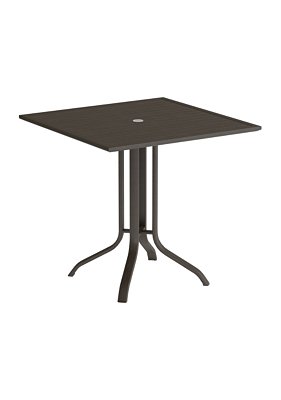 Aluminum Slat 36" Square KD Pedestal Bar Table with Umbrella Hole 