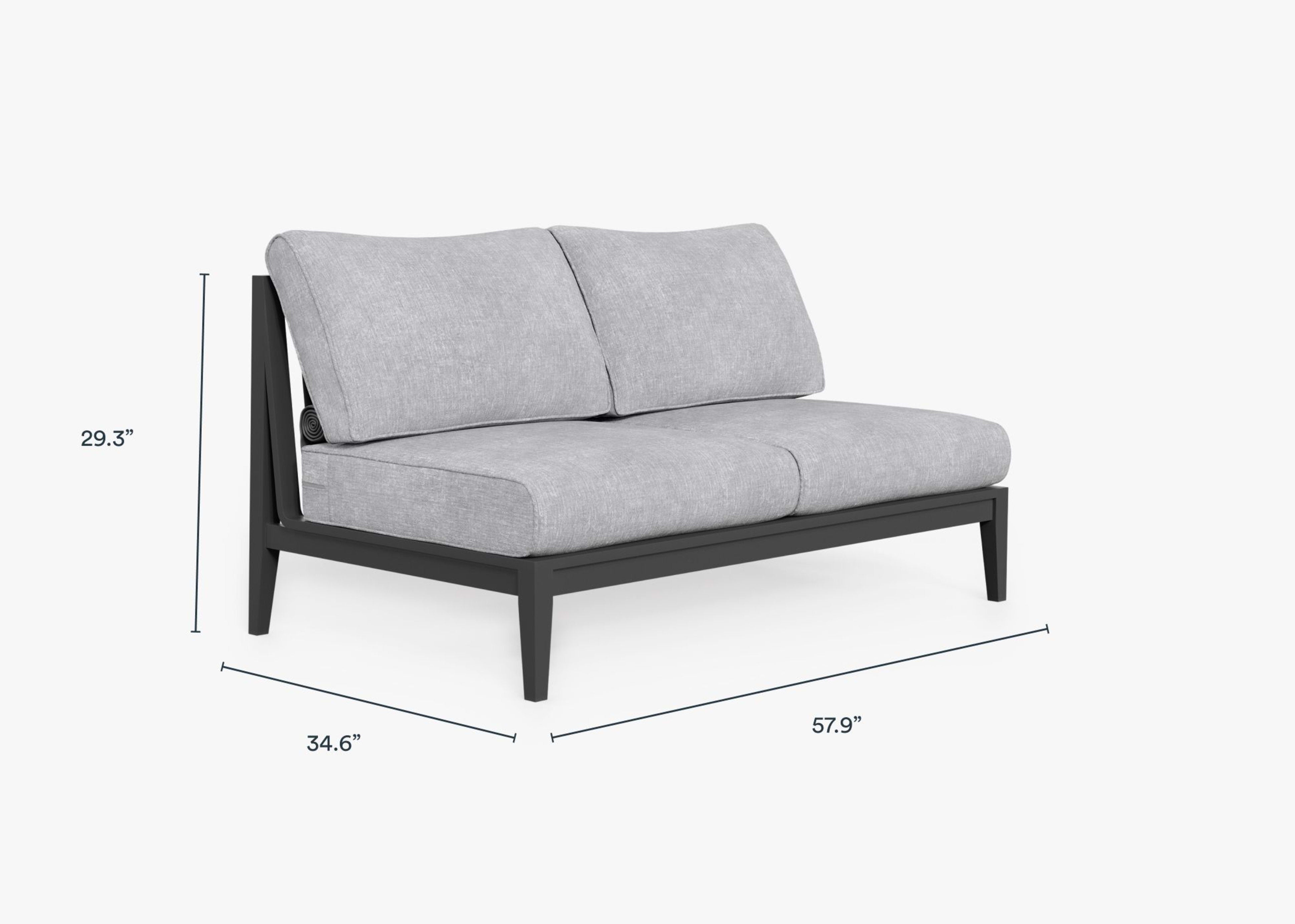 Aluminum Outdoor Armless Loveseat dimensions