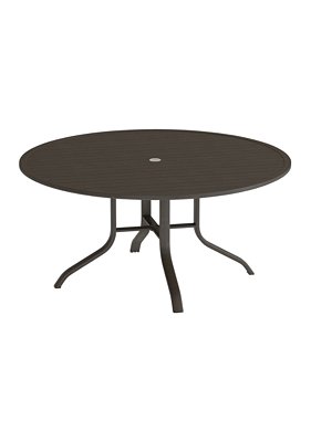 Aluminum Slat 60" Round KD Dining Table With Umbrella Hole