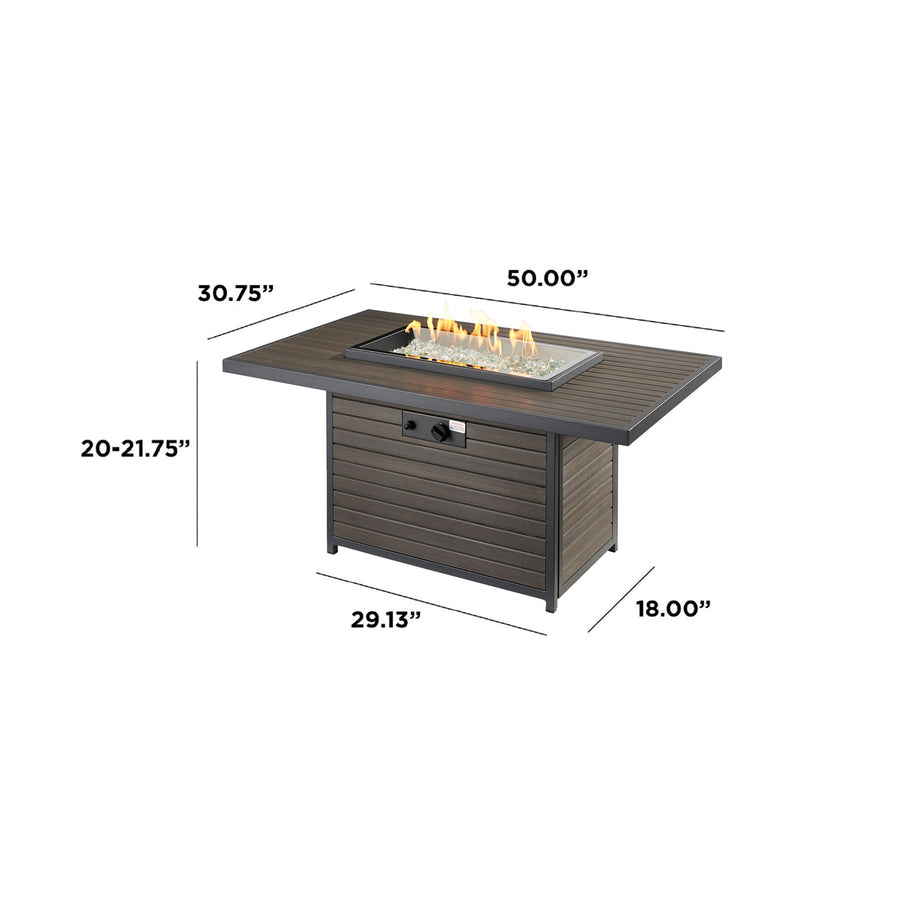 Brooks Rectangular Gas Fire Pit Table