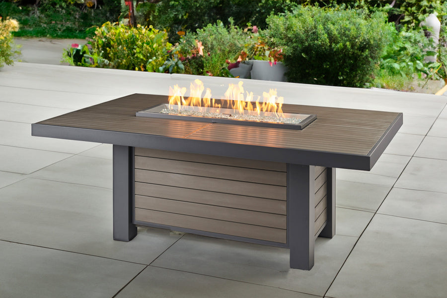 Kenwood and Brooks Linear Dining Height Gas Fire Pit Table