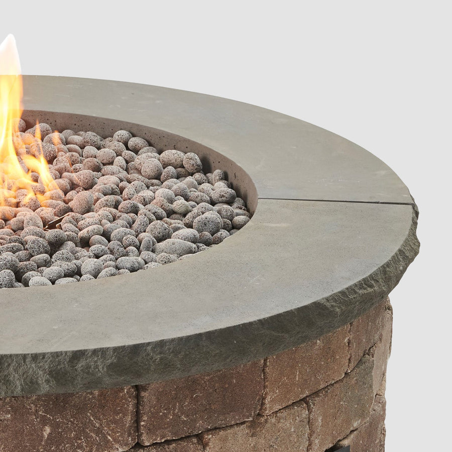 Concrete Top for Round Bronson Block Gas Fire Pit Kit (4 Pieces Total) By The Outdoor Great Room