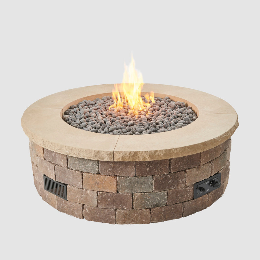 Concrete Top for Round Bronson Block Gas Fire Pit Kit (4 Pieces Total) By The Outdoor Great Room