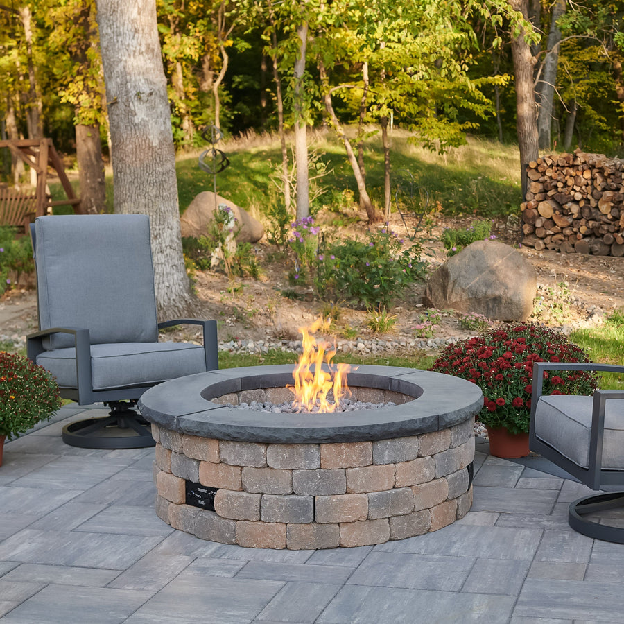 Concrete Top for Round Bronson Block Gas Fire Pit Kit (4 Pieces Total) By The Outdoor Great Room