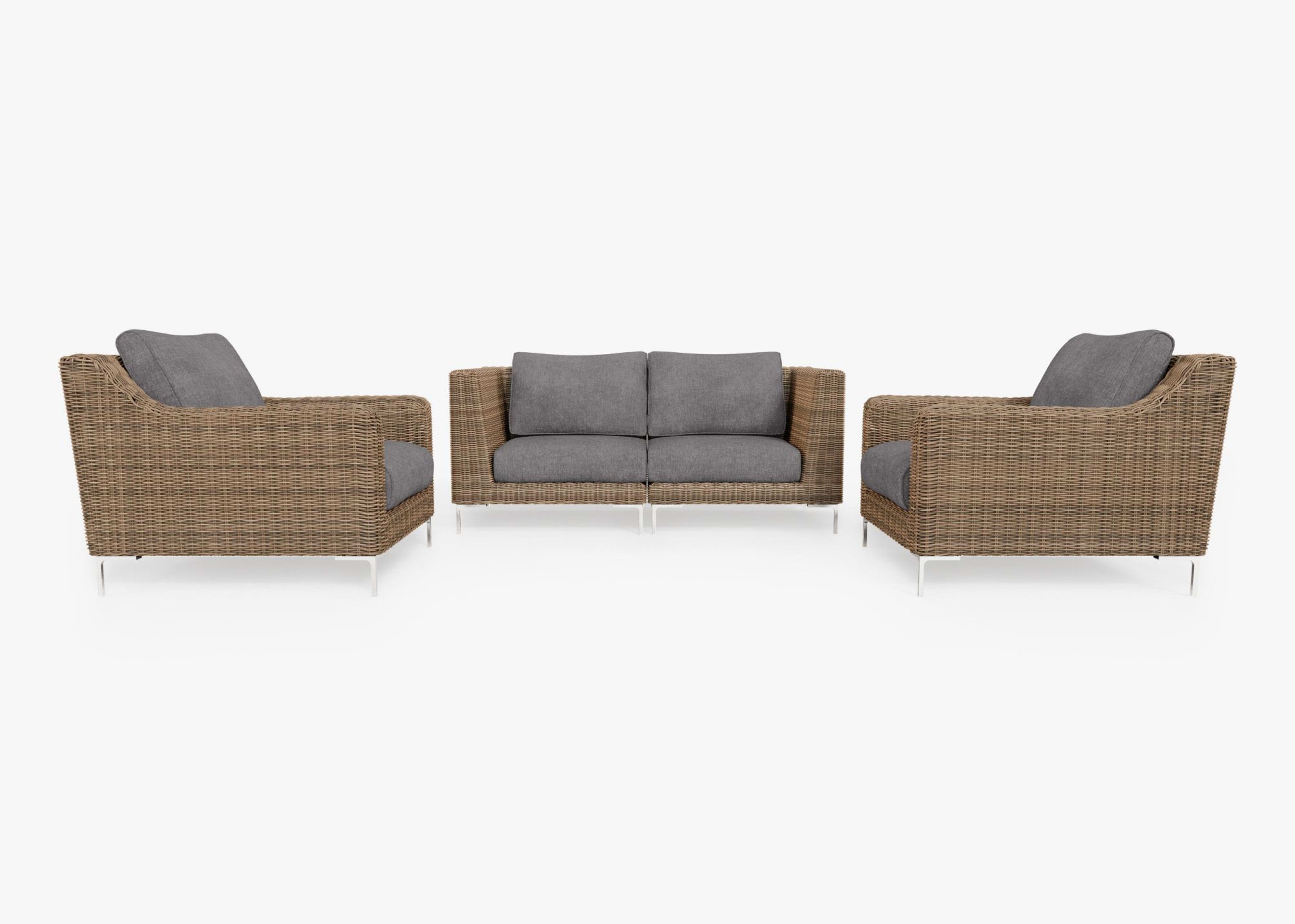 brown brown Wicker Outdoor Loveseat with Armchairs - 4 Seat 