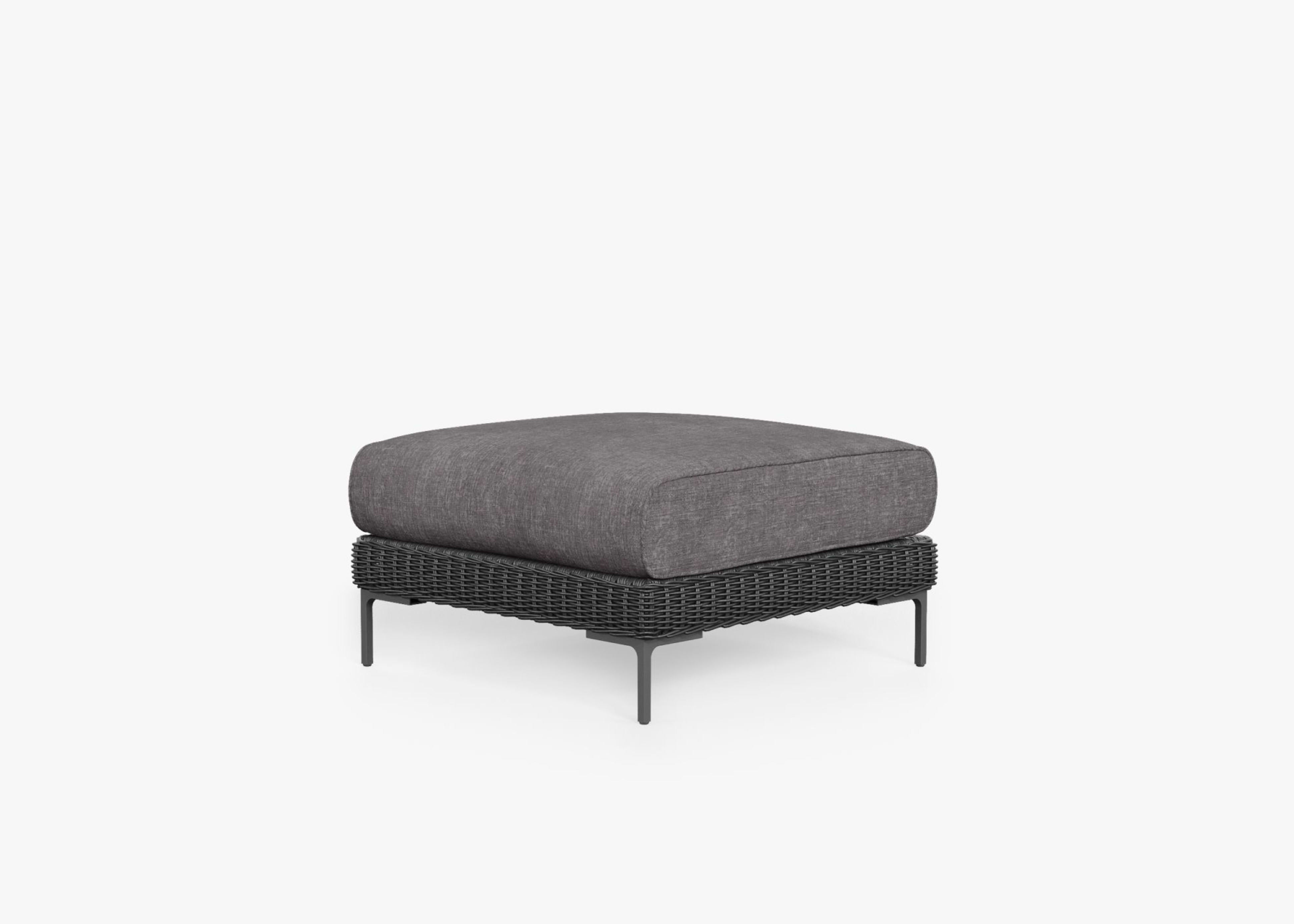 black Wicker Outdoor Ottoman By Outer