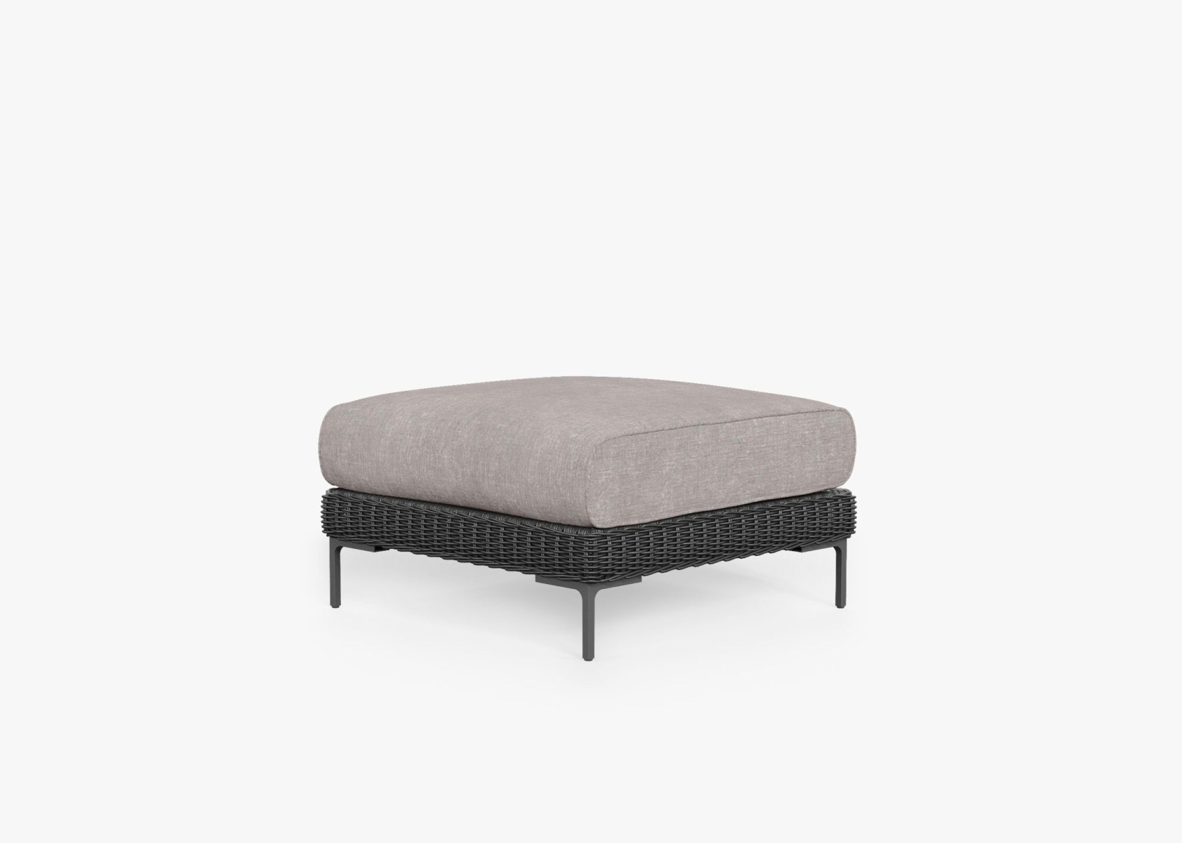 black Wicker Outdoor Ottoman By Outer