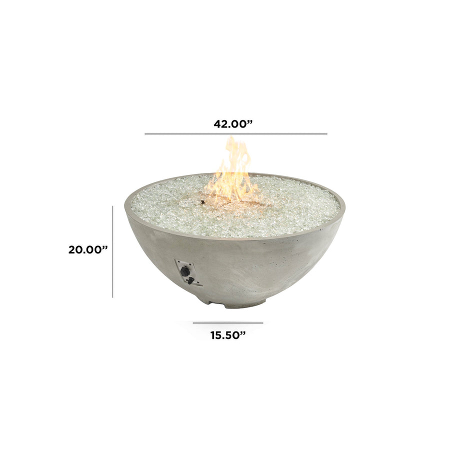 Cove Edge Round Gas Fire Pit Bowl 42" dimensions