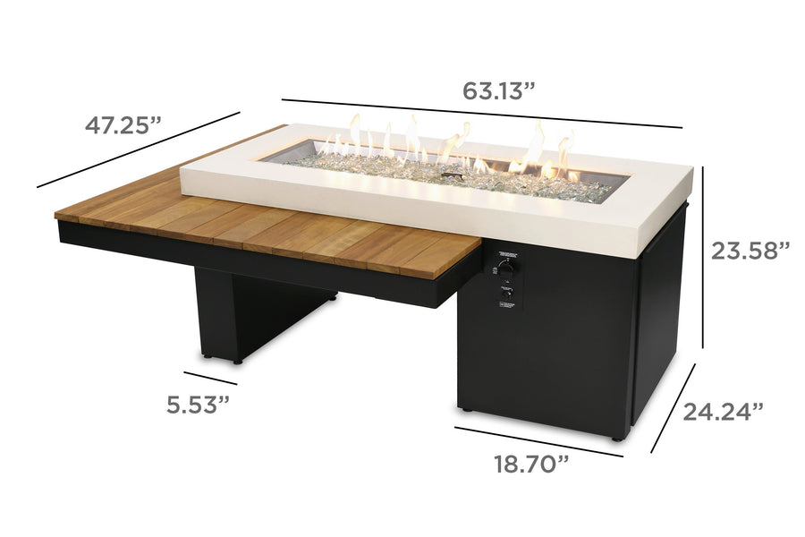 Uptown Linear Gas Fire Pit Table dimensions