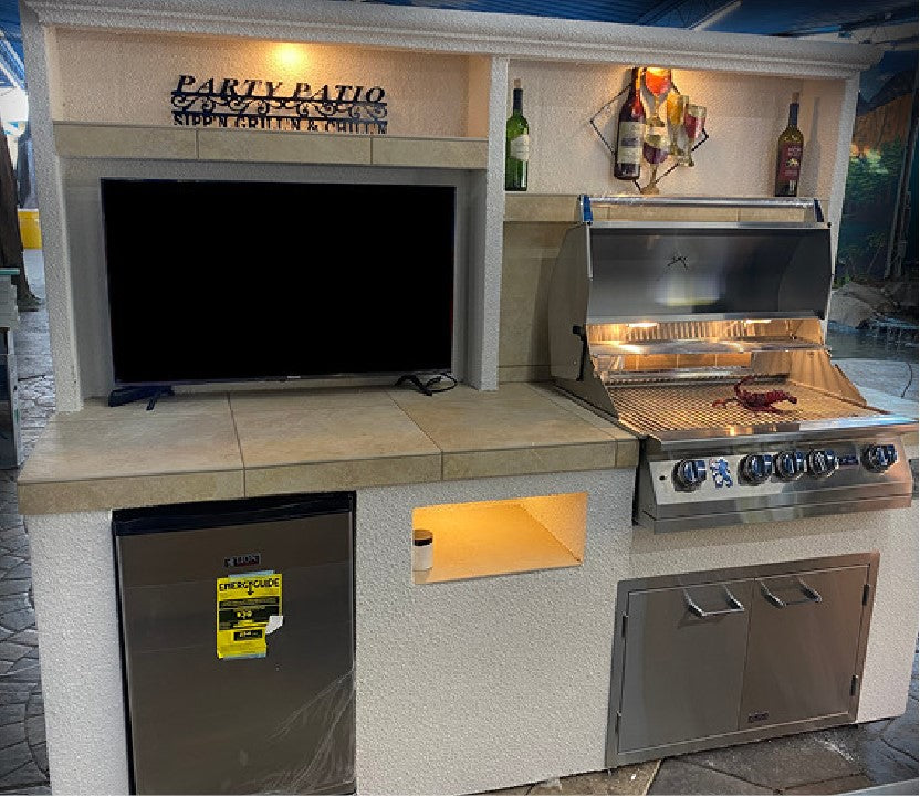 1 Piece TV / Grill Wall Bar Island Without Roof