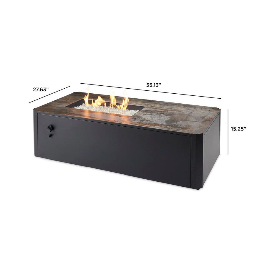 Kinney Rectangular Gas Fire Pit Table dimensions