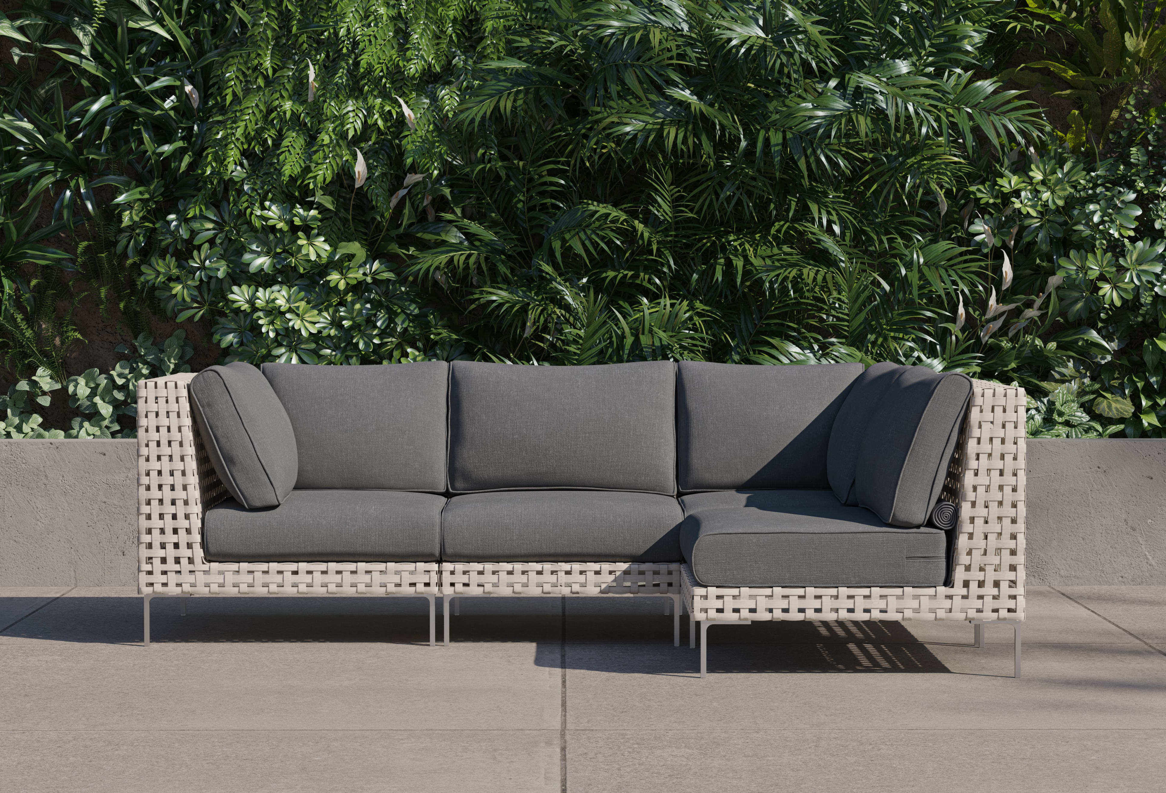 open weave Wicker Outdoor L Sectional - 4 Seat