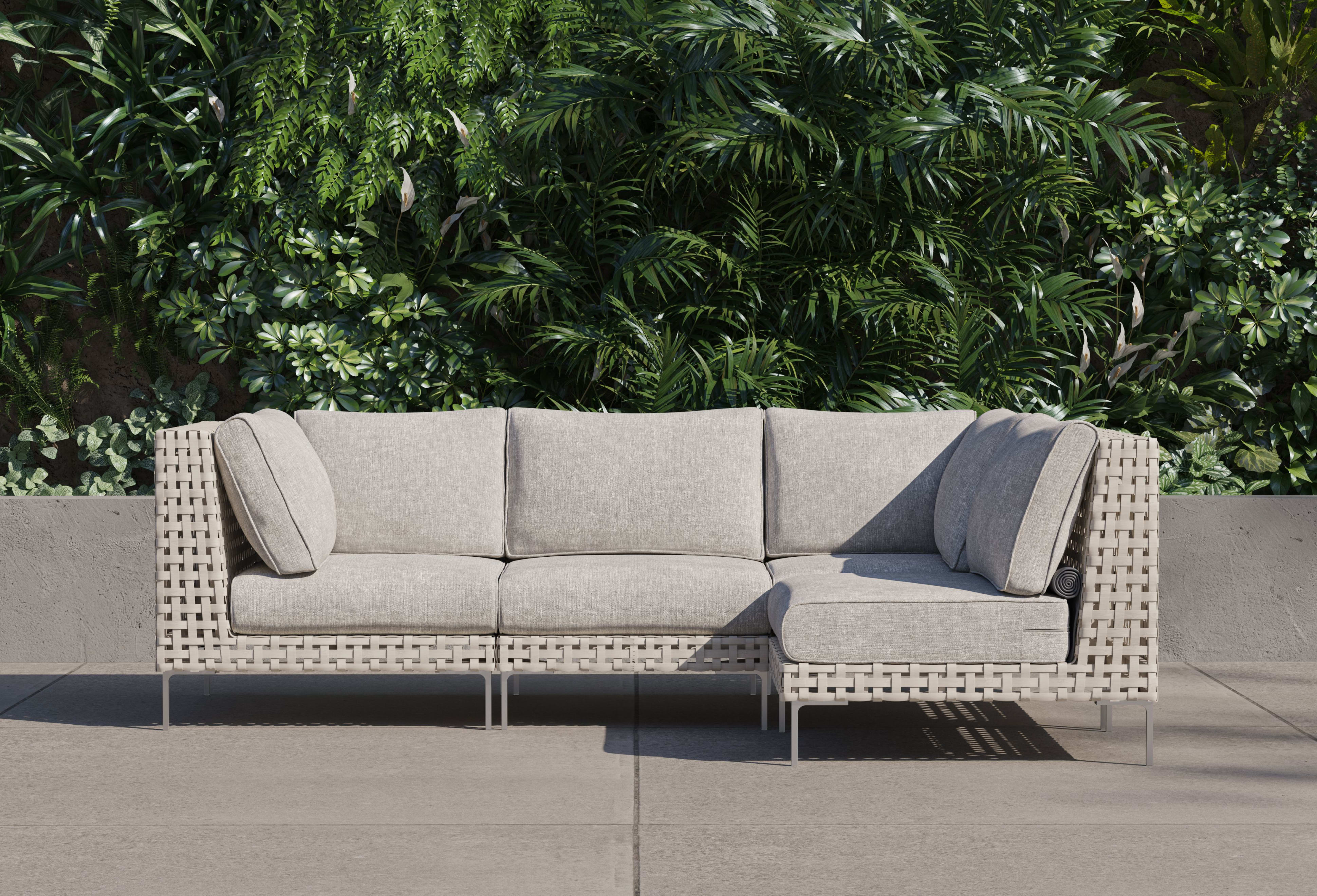 open weave Wicker Outdoor L Sectional - 4 Seat