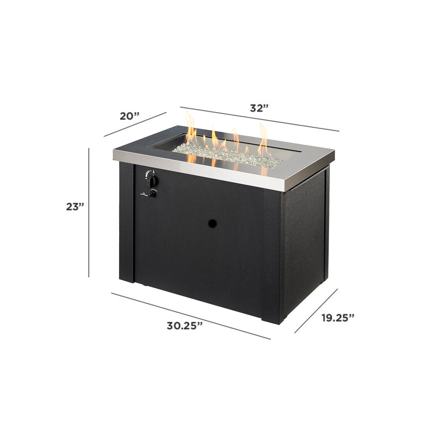 Providence Rectangular Gas Fire Pit Table dimensions