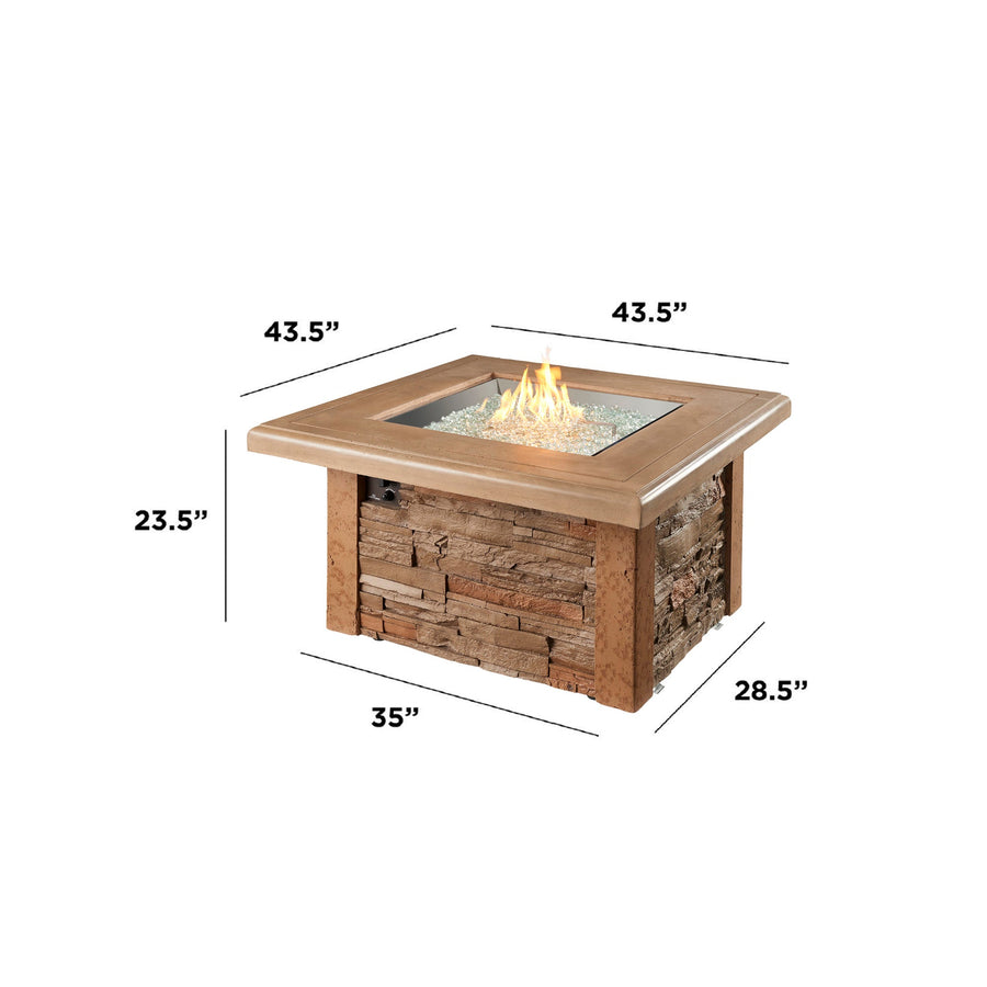 Sierra Square Gas Fire Pit Table dimensions