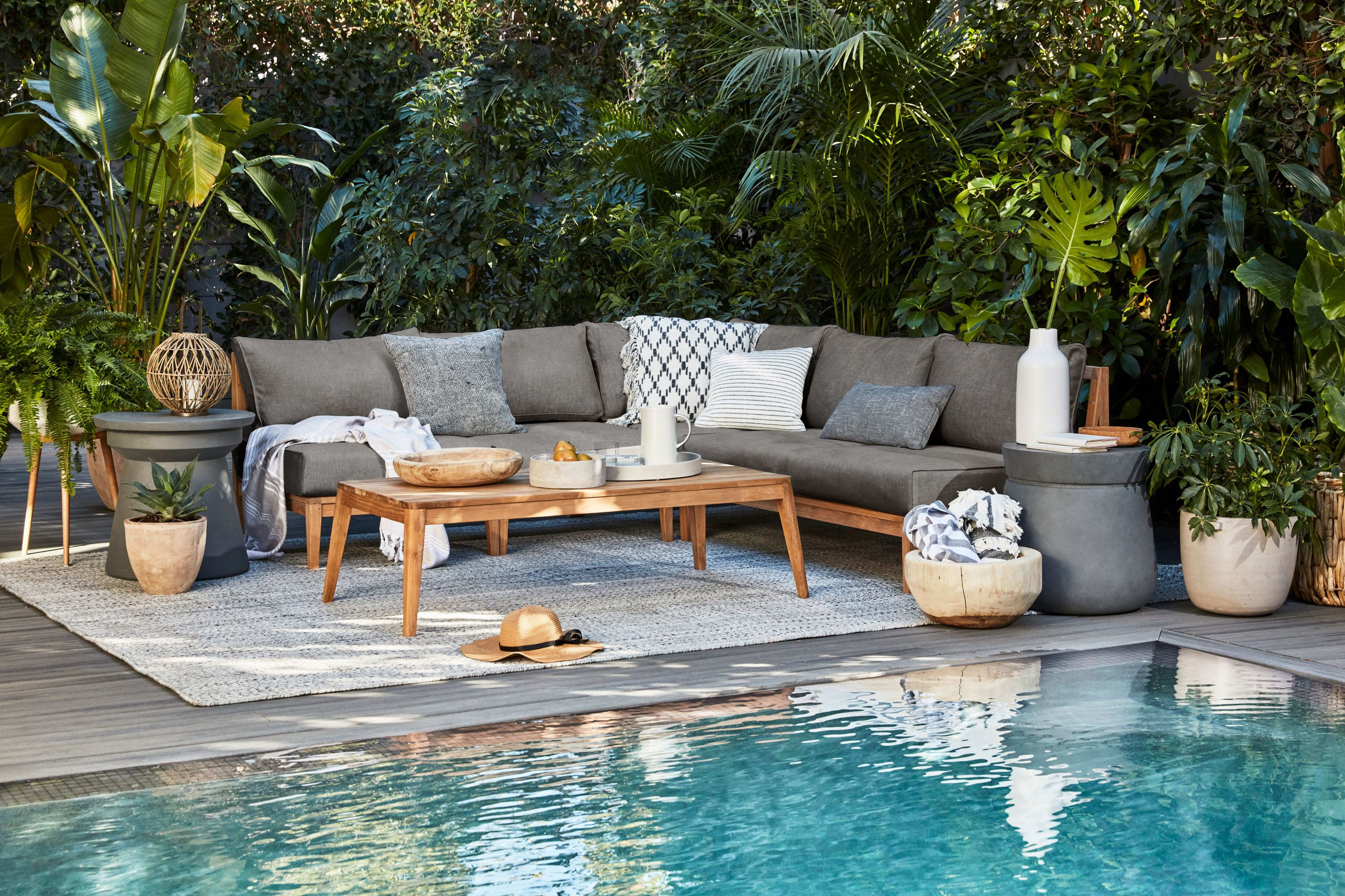 Teak Outdoor L Sectional 