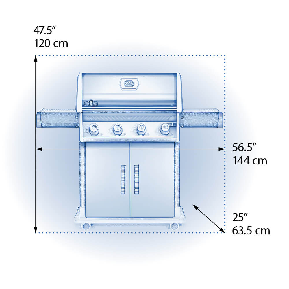 Rogue® 525 Gas Grill dimensions