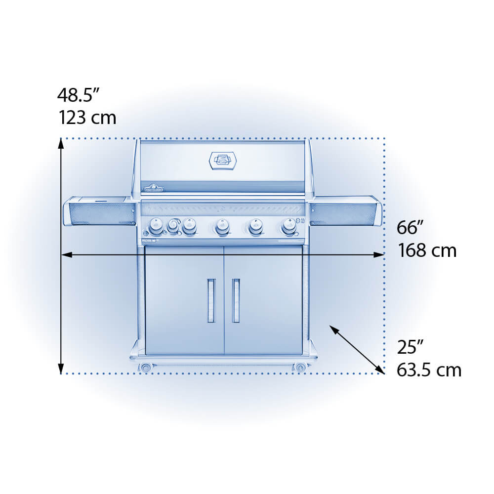 Rogue® XT Black 625 SIB with Infrared Side Burner dimensions