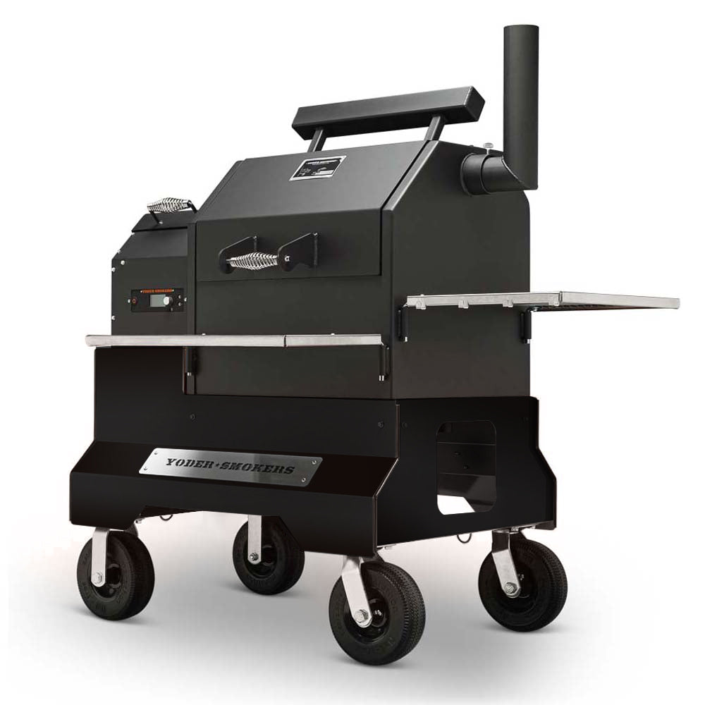 YS480S Competition Pellet Grill with Stainless Steel Shelves by Yoder Smokersin black