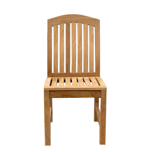 Photo of Glaser Teak Side Chair straight on.