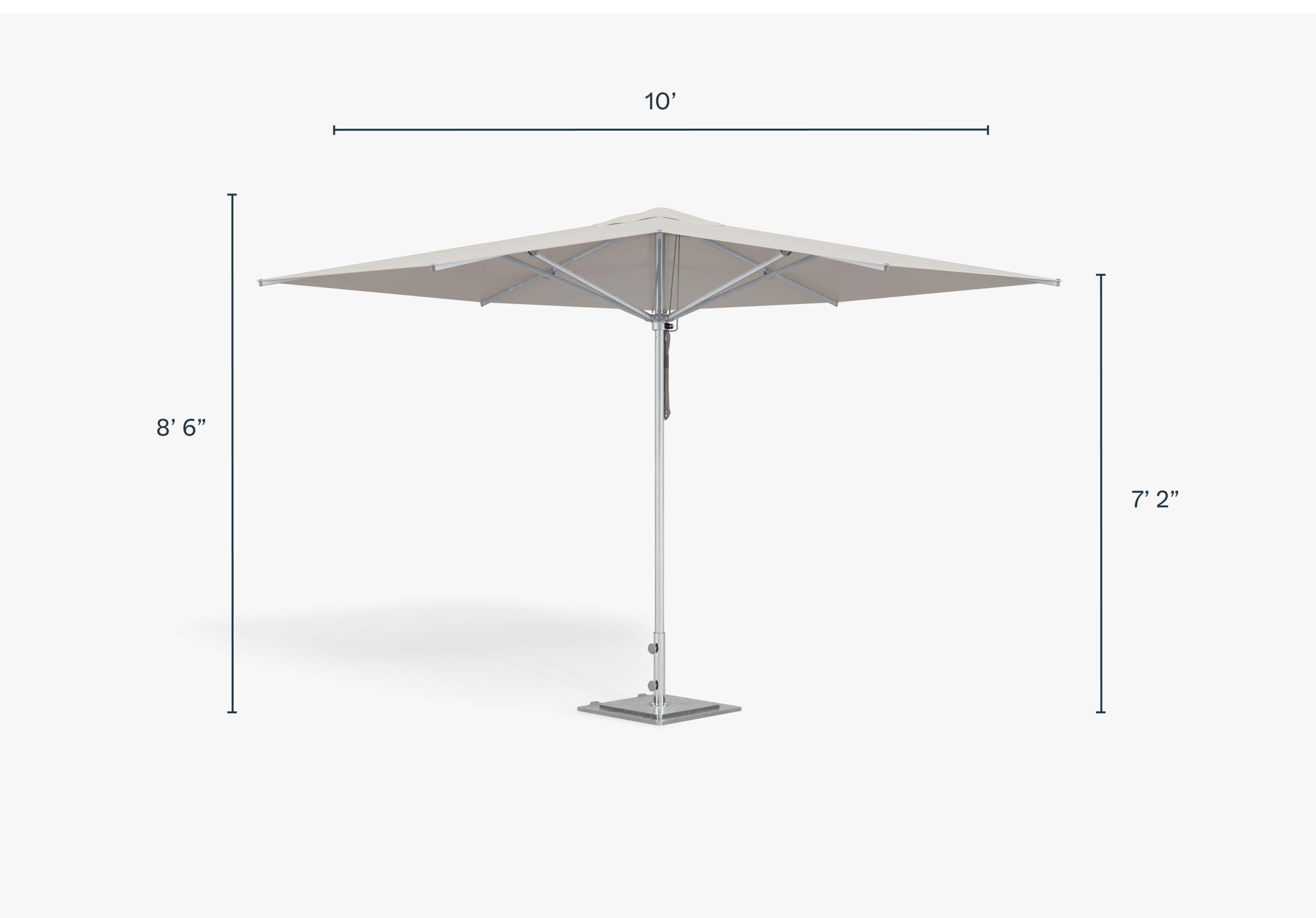 square  Marine-Grade Aluminum Outdoor Umbrella dimensions